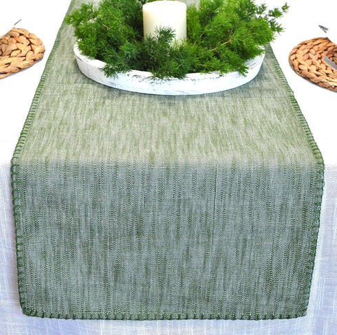 14x36 inch Coffee Table Runner Short Table Runner with Decorative Stitched Edge Natural Cotton Fabric Small Dresser