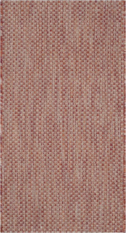 SAFAVIEH Courtyard Collection 2' x 3'7' Red/Beige Rug | Indoor/Outdoor Patio Backyard Accent Rug