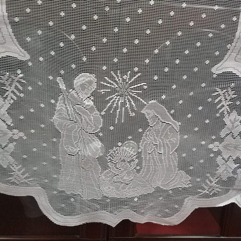 DoubleWood 20"x90" Christmas Decor Fireplace Scarf, White Lace Jesus Christmas Decorations Table Runner for Holiday