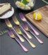 Kyraton 6 Pieces Rainbow Dinner Fork Set - Stainless Steel 8.17 Inch Colorful Titanium Plating Silverware