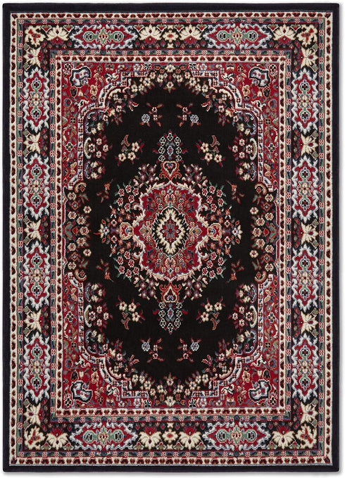Home Dynamix Premium Sakarya Traditional Medallion Area Rug, Black, 21"x35"