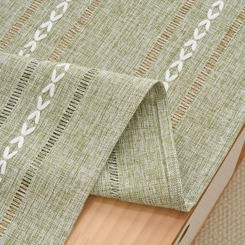 2060 Inches Rectangular Coffee Table Covers for Living Room Striped Embroidered Tablecloth Linen Coffee Table Cloth