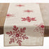 Saro Lifestyle Embroidered Snowflakes Table Runner, 16"x90", Red