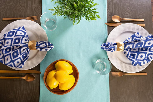 DII Everyday Collection Fringed Solid Table Runner, 14x72, Aqua