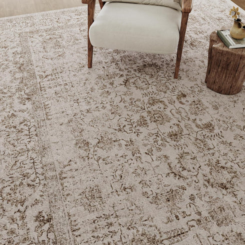 Light Brown 2x3 Area Rug, Vintage Entryway Carpet, Washable Distressed Rug for Indoor Bedroom, Living Room
