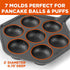 Commercial CHEF Cast Iron Danish Aebleskiver Pan, Preseasoned Cookware for Pancake Puffs, Makes 7 Pancake Balls