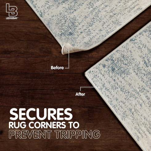 Ledgebay Rug Pad Grippers for Area Rugs, Pack of 25 Reusable, No Skid, Washable, Anti-Slip Pads for Hardwood Floors and