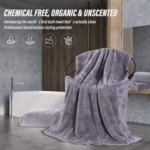 6 Pack Set MOONQUEEN Premium Bath Towel - Quick Drying - Microfiber Coral Velvet Highly Absorbent Towels - Multipurpose