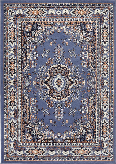 Home Dynamix Premium Sakarya Traditional Medallion Border Area Rug, Country Blue, 3'7"x5'2" Rectangle