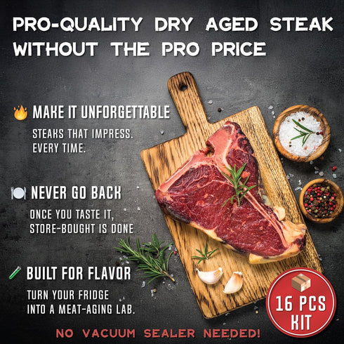 Artisan Meat LAB 5pcs. 8x12 (20x30 cm), 1-4 lb 0.5-2 Dry Age Bag for Beef Steak. Easily Create Delicious DIY Aged Meat.