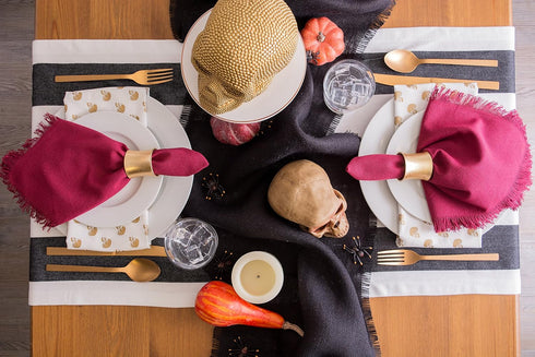 DII Cabana Dobby Stripe Tabletop Collection, Black & White 18x108-inch Table Runner