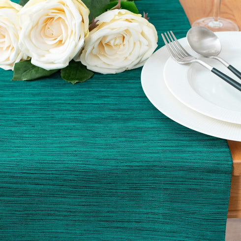 Teal Green Kitchen Table Runners with Macrame Lace Boho Decor (Pack of 1, 13x90 inch) - Properly Finished, No Fray Edges