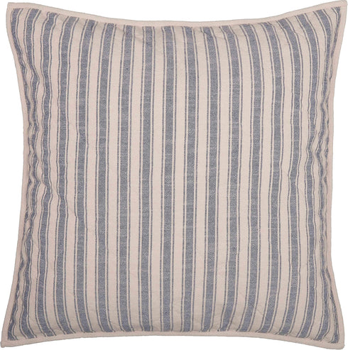 Piper Classics Market Place Blue Ticking Stripe Quilted Euro Sham