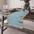 Summer Beach Table Runner - Beach Theme Cotton Linen Dresser Scarves with Seashells, Starfish, Rustic Wood Decor (13x72