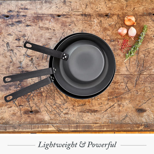 Merten & Storck Pre-Seasoned Carbon Steel 12" Frying Pan Skillet - Lightweight, Durable for Indoor Outdoor Cooking