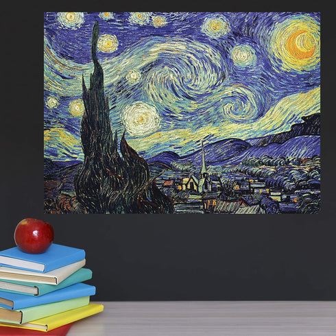 Palace Learning The Starry Night 1889 by Vincent Van Gogh, Fine Art Poster Wall Art Print, Laminated