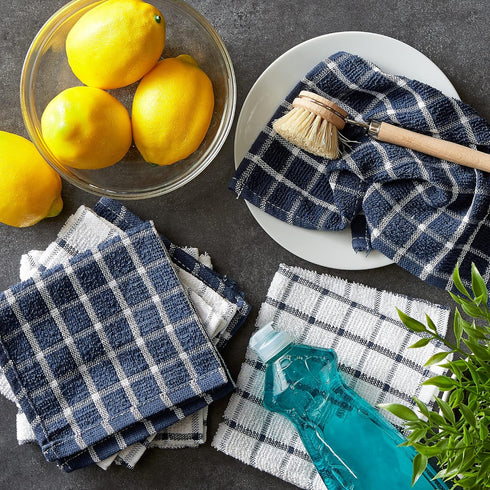 DII Nautical Blue Basic Terry Collection Windowpane Dishcloth Set, 12x12, 6 Piece