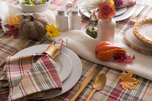 DII Give Thanks Plaid Fall Table Decor, Autumn & Thanksgiving Tabletop Linens, 60x104 Rectangle Tablecloth