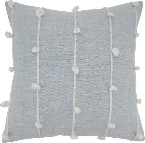 SARO LIFESTYLE Rhiannon Collection Knotted Line Design Pillow Cover, 22", Light Blue