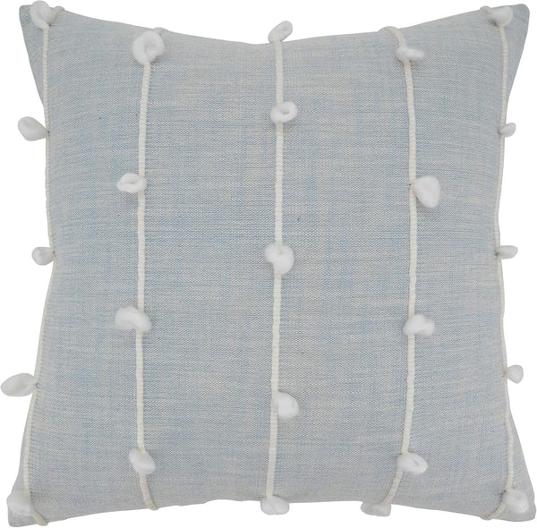 SARO LIFESTYLE Rhiannon Collection Knotted Line Design Pillow Cover, 22", Light Blue