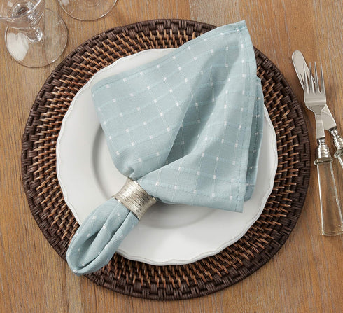 SARO LIFESTYLE 2136.A20S Cotton Blend Stitched Line Table Napkins (Set of 4) 20" Aqua