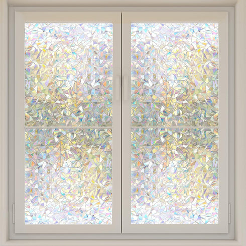 Window Privacy Film Rainbow Window Clings Removable Stained Glass Window Film Static Sun Blocker Heat Control Non Adhesive Living Room Nursery Room Home Window Clings Vinyl 17.5x78.7 Inch by WALPLUS