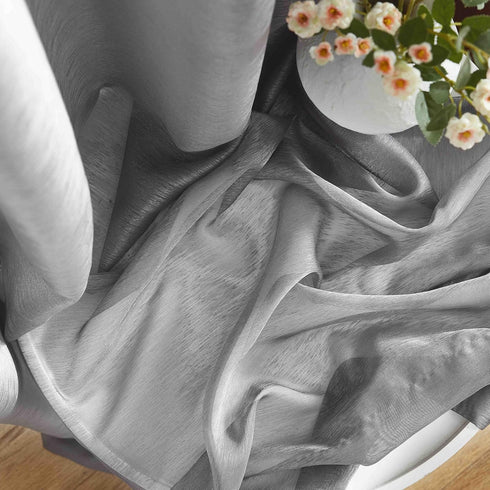 HLC.ME 2 Piece Semi Sheer Voile Light Filtering Window Curtain Grommet Panels for Bedroom, Charcoal Grey - 54 W x 72