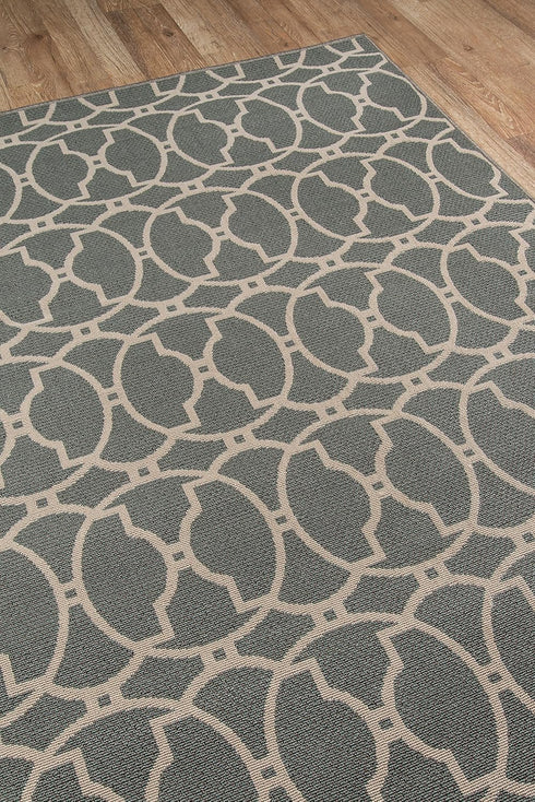 Momeni Rugs , Baja Collection Contemporary Indoor & Outdoor Area Rug, Easy to Clean, UV protected & Fade Resistant, 1'8" x 3'7", Grey by Momeni