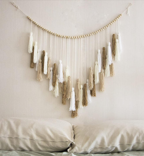 35'' 36'' Decocove Large Macrame Wall Hanging with Wood Beads - Bohemian Wall Decor for Bedroom, Living Room