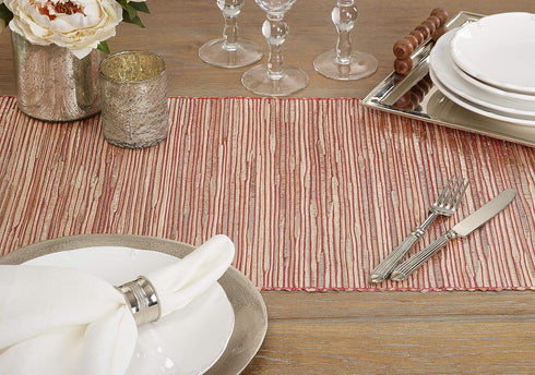 Saro Lifestyle Melaya Collection Shimmering Woven Nubby Table Runner, 14"x108", Rust