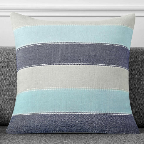 AmHoo Pack of 2 Farmhouse Stripe Check Throw Pillow Covers, Cotton Linen Decorative Pillowcases for Couch 20x20Inch