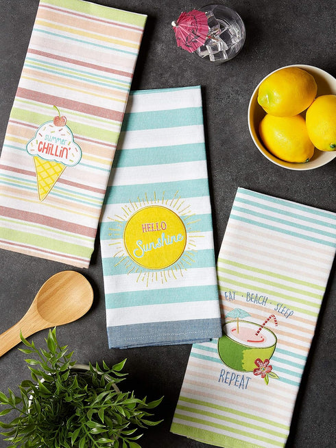 DII Summer Fun Kitchen Dishtowel Set - Watermelon Collection - 3 Piece