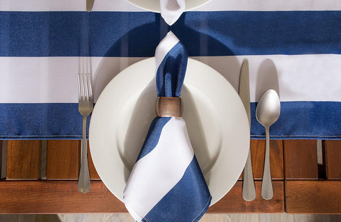 DII Cabana Stripe Outdoor Tabletop Collection, Water Resistant Napkin (Set of 6), Nautical Blue