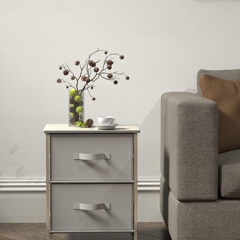 2 Simple Houseware Tier Night Stands Dresser for Bedroom Organizer Drawer Storage Tower, Grey