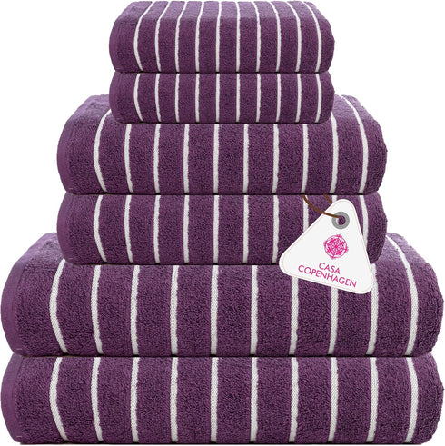 CASA COPENHAGEN Ecstatic 6 Pieces Towel Set- Dark Purple, 600 GSM 2