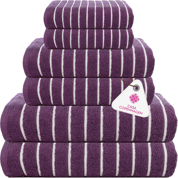 CASA COPENHAGEN Ecstatic 6 Pieces Towel Set- Dark Purple, 600 GSM 2