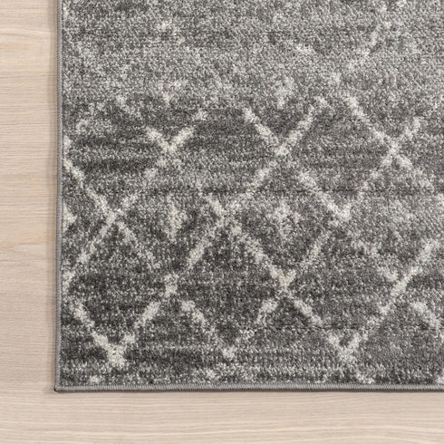 2x6 nuLOOM Moroccan Blythe Area Rug, Dark Grey, Faded Bohemian Design, Stain Resistant, For Bedroom, Dining Room