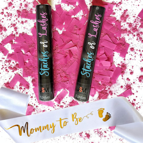 JSMessentials Gender Reveal Confetti and Powder Popper for Themed Baby Boy or Girl