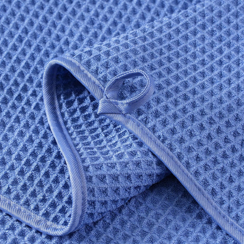MICROFI 2 430 ber Waffle Hand Towels, Pieces, Soft, Absorbent, Fast Drying, Lint Free GSM (Dark Blue)