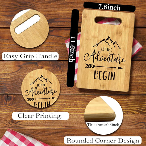 Let The Adventure Begin Bamboo Cutting Board, Camper Cabin Decor, Housewarming Gift for Kitchen