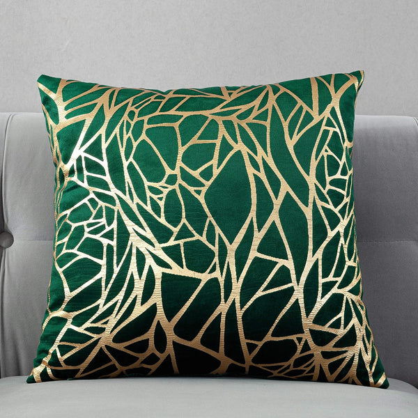 TAOSON Pack of 2 Irregular Abstract Lines Geometric Throw Pillow Cases - 18 x 18 Inches, Green and Gold