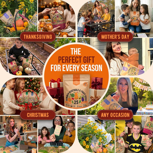 25 Summer Pack 1,870+ Vegetable & Fruit Seeds Variety - Non-GMO Heirloom Veggie & Fruits Seeds for Outdoors and Indoor