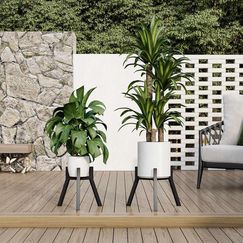 Set 2, PS-007BK-2 Adjustable Plant Stands of Metal Small Plant Holder, Heavy Duty Stable Flower Holder Stand Rack
