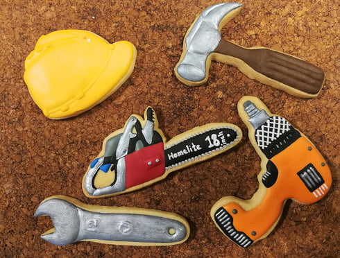 7 PC Tools Cookie Cutters Set High Grade 430 Stainless Steel Wrench, Hammer, Saw, Chainsaw, Pliers, Helmet, Drill