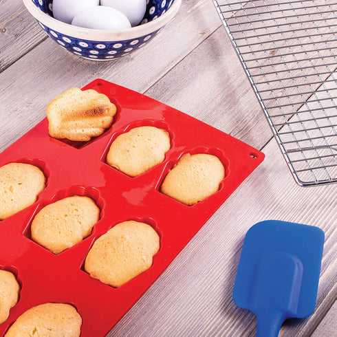 Mrs. Anderson's Baking Silicone 9-Cup Madeleine Cookie Pan, Non-Stick European-Grade Silicone