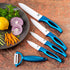 Moss & Stone 5-Piece Kitchen Cutlery Set, Blue Ceramic Knives, Rust Proof & Stain Resistant, Includes Fruit Peeler