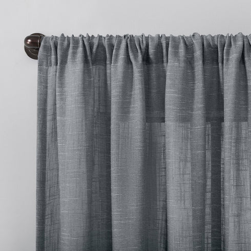 Clean Window Sheer Curtain Panel, 50" W x 96" L, Vintage Blue, Basketweave Anti-Dust Allergy/Pet Friendly