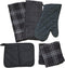 The Spotted Moose 6 Piece Kitchen Linen Set Bundle – Grey/White, 2 Dish Towels, 2 Dishcloths, 1 Potholder, 1 Oven Mitt