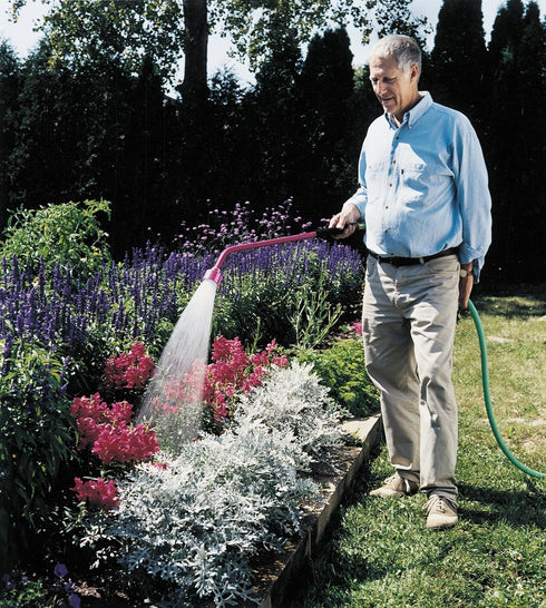 Dramm 30 8 Sunrise Soft Rain Watering Spray Wand Long, Berry Gentle Full-Flow Spray with Shut-Off Valve & Foam Grip