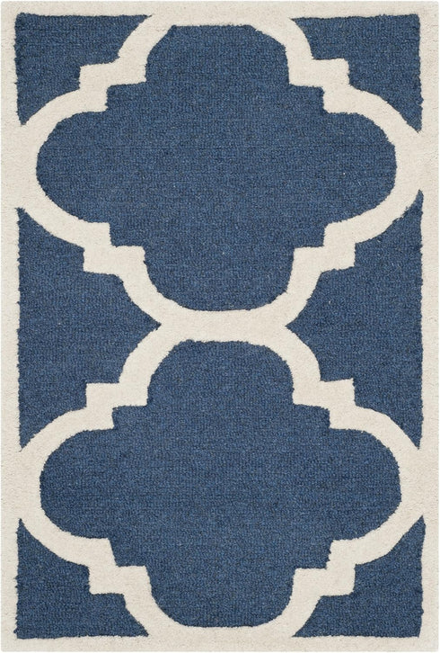 SAFAVIEH Cambridge Collection Handmade Moroccan Trellis Accent Rug, 2' x 3', Navy/Ivory CAM140G